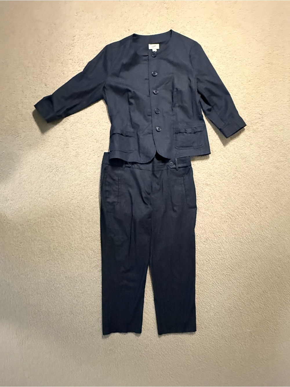 LOFT Denim Blue Women's suit with Button Front